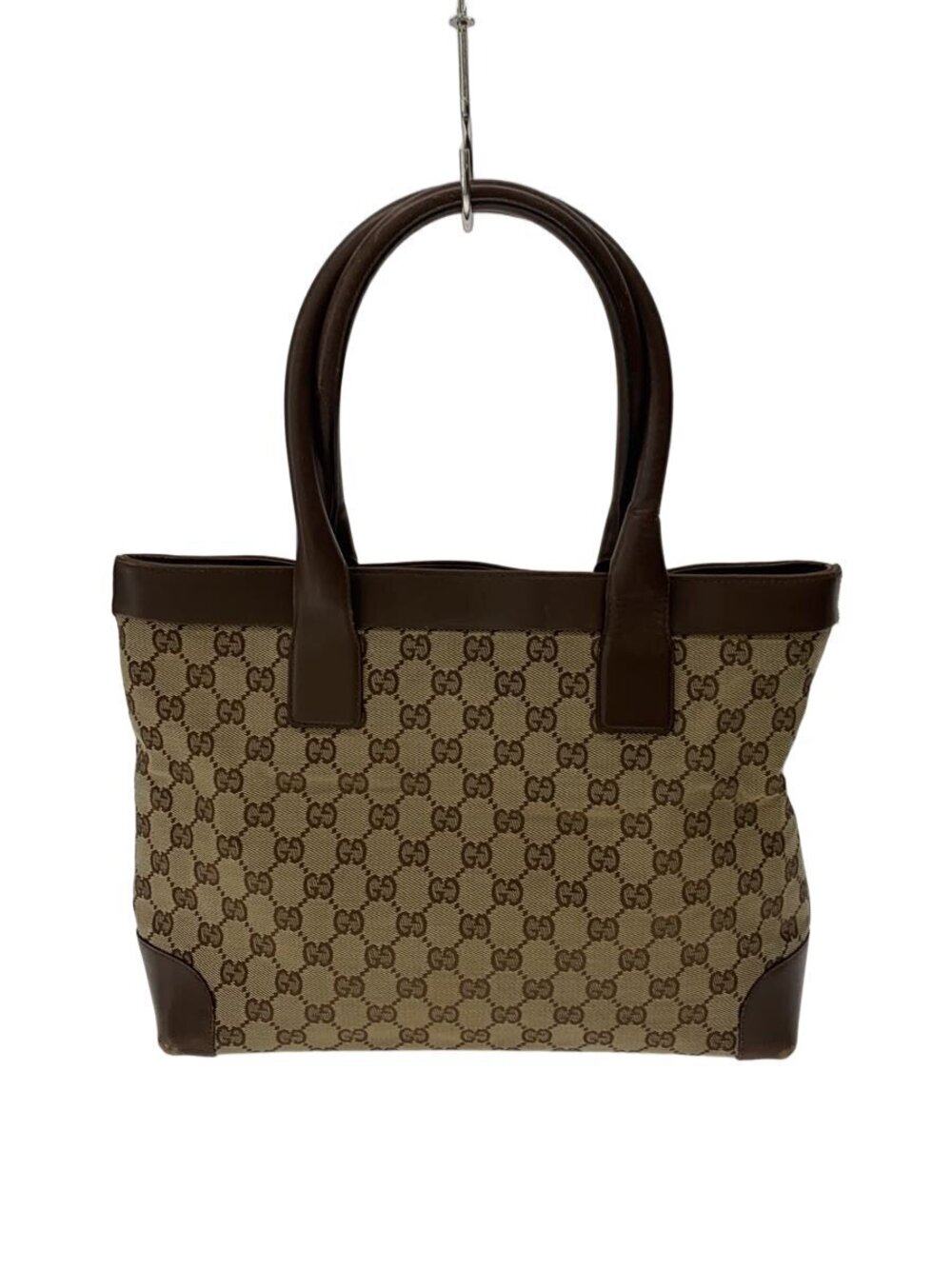 Gucci GG Canvas Leather Tote Bag Brown